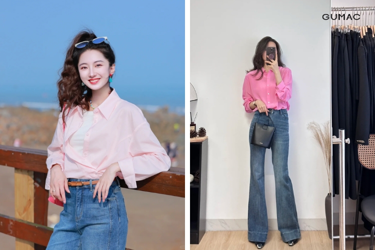 Phối áo sơ mi nữ với quần jean – Thoải mái, tiện lợi và thời thượng